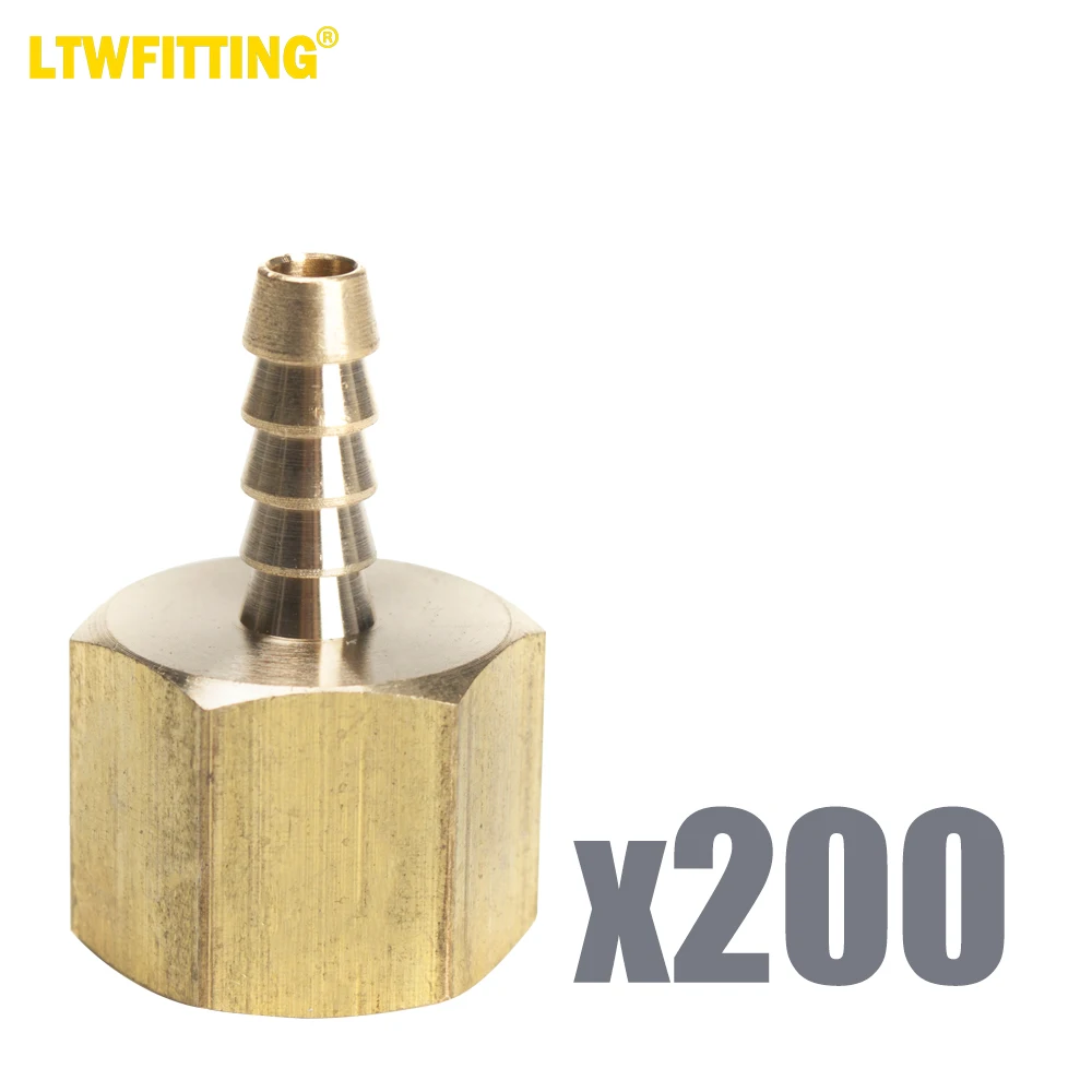 

LTWFITTING Brass Fitting Coupler 1/4-Inch Hose Barb x 1/2-Inch Female NPT Fuel Water Boat(Pack of 200)