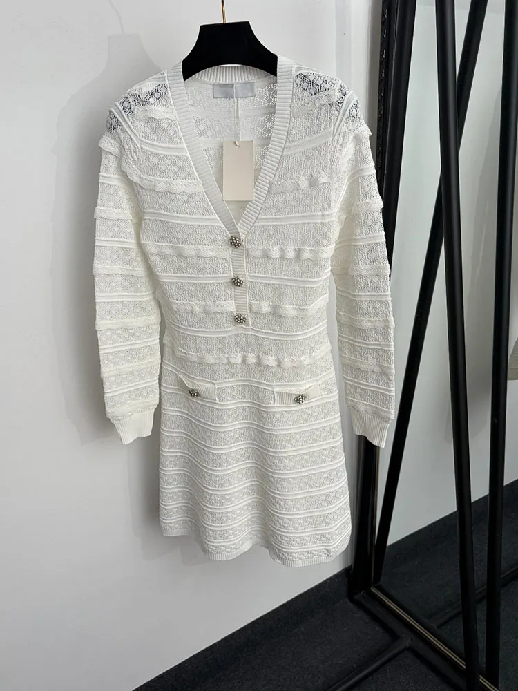 2026 Autumn Runway Knitwear mini Dress Women's