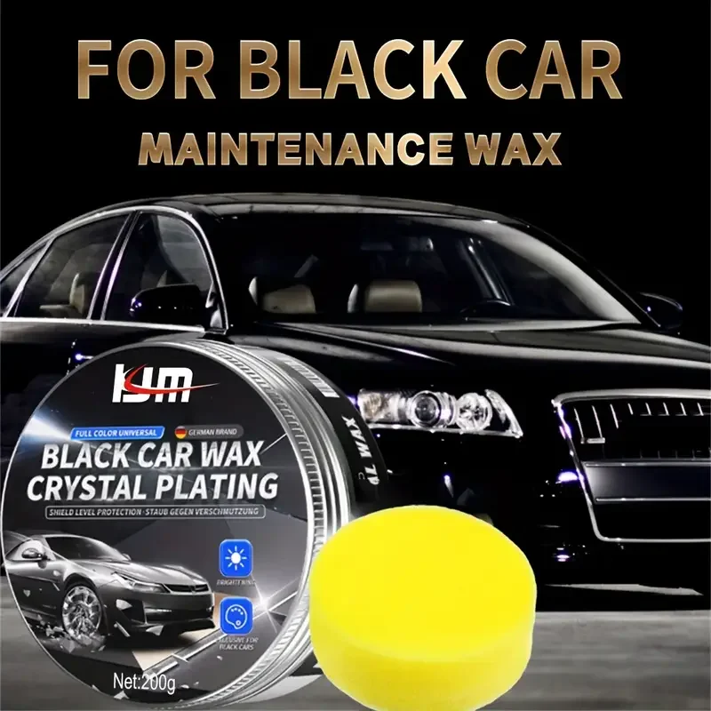 Cera per auto nera con placcatura in spugna di cristallo, rivestimento impermeabile e idrofobico, migliora la lucentezza e la protezione, facile da usare,