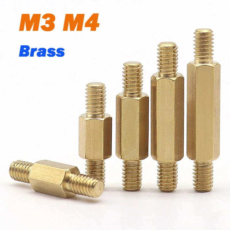 Hex Brass Spacing Screws M3 M4 Motherboard Standoff Connecting Double-headed Threaded Pillar Rod PCB Standoff Spacers