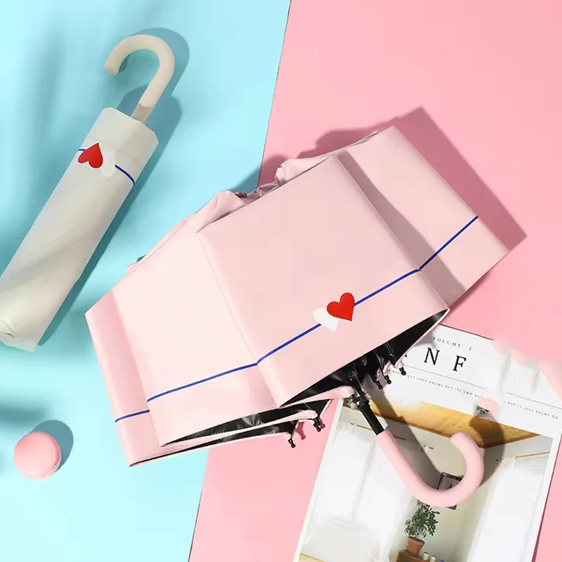 أحدث 8 العظام مظلة يدوية ذات الاستخدام المزدوج U-مقبض غطاء قماش مطاطي أسود حماية المطر تصميم جديد للمظلة الخارجية #1