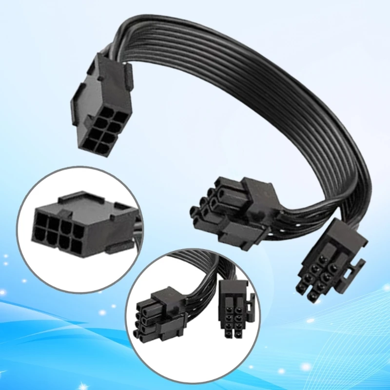 GPU 8Pin Female to Two 8Pin (6+2) Male Mainboard Power Adapters Extension Cable GPU 8Pin Power Cord Dropship