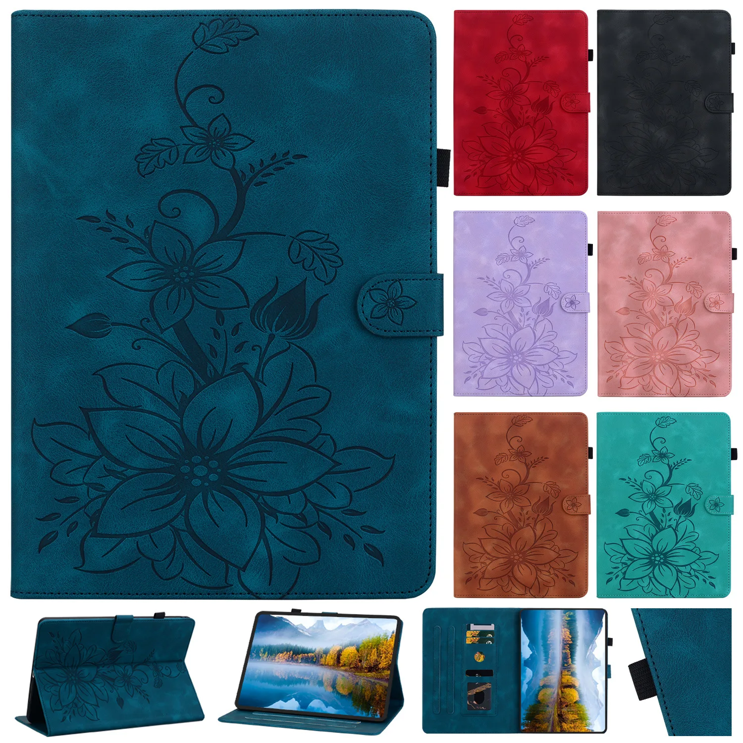Lily Leather Stand Case For iPad 2024 2025 A16 Pro Air 4 5 6 MINI 7 8 9 10th 11th Generation 10.2 10.9 11 12.9 13 inch Cover