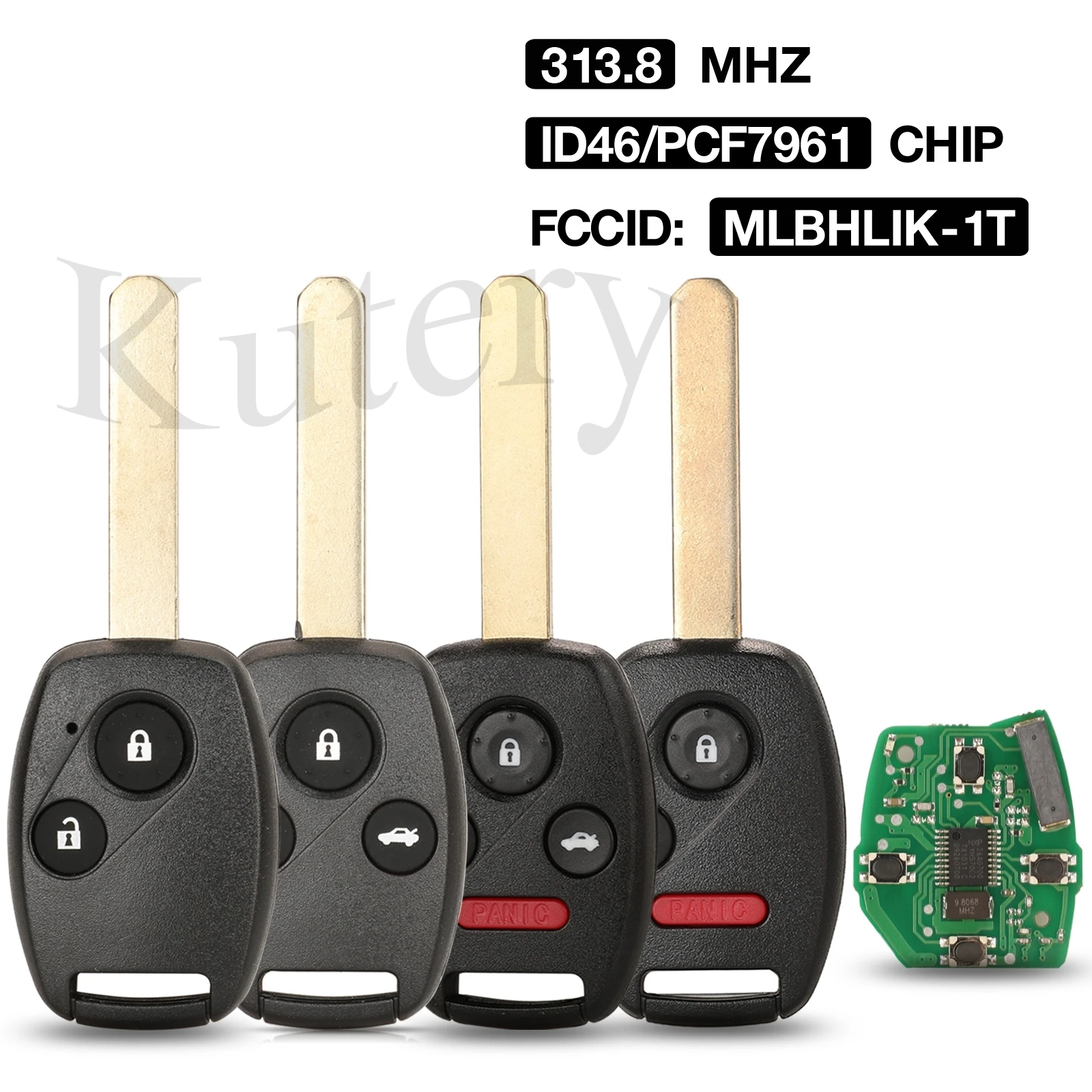 jingyuqin 5PCS MLBHLIK-1T 313.8/314mhz ID46/PCF7961 Chip Remote Key For Honda CR-Z Crosstour CRV Fit Insight Accord Acura TL