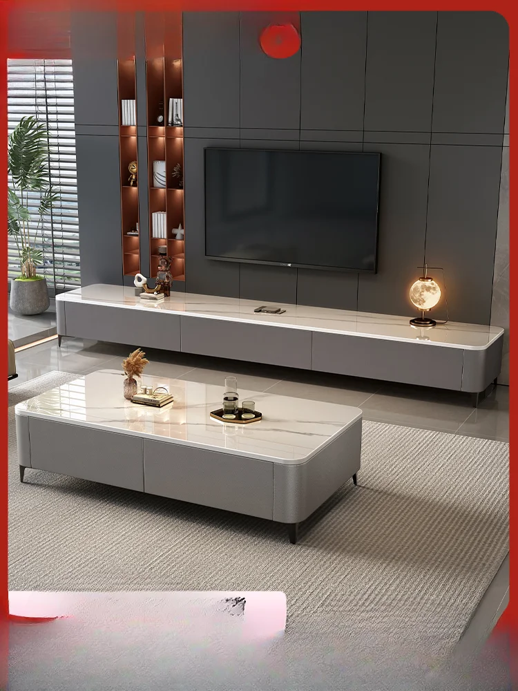 

NEW Rock tea table living room home small apartment 2024 new tea table online celebrity modern minimalist TV cabinet combinatio