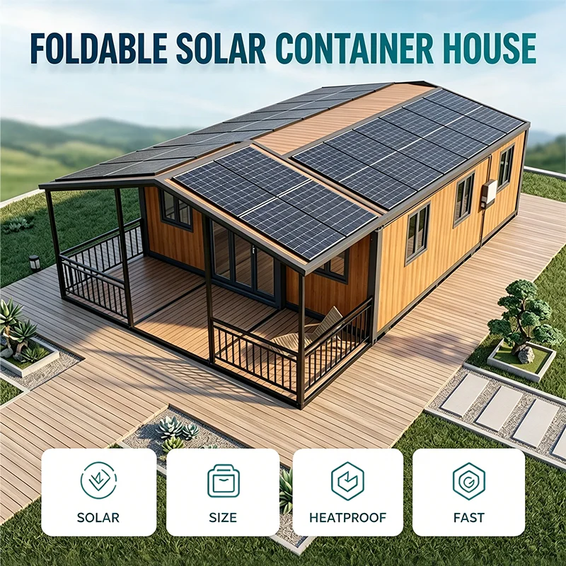 Solar Double Wing Expandable House Saudi Arabia  High Insulation Prefab Villa  Folding Container Home