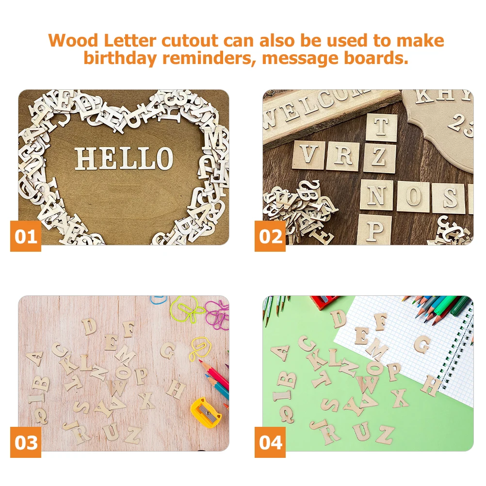 

104 Pcs Wooden Letters for Crafts Beige Basswood DIY Scrapbooking Letter Cutouts Unfinished Decor Montessori Toys Educational