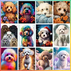 French Poodle Dogs Cute Animal Diamond Painting Pictures Set Masterpiece 5D DIY Art Full Drill Cross Stitch Mosaic Embroidery