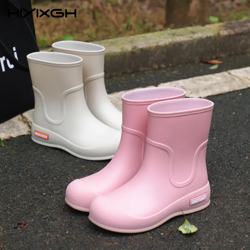 Unisex Waterproof Rain Boots Men Women Short Ankle Boots Slip On Lightweight Non Slip Durable Outdoor Mud Festival Camping Shoes