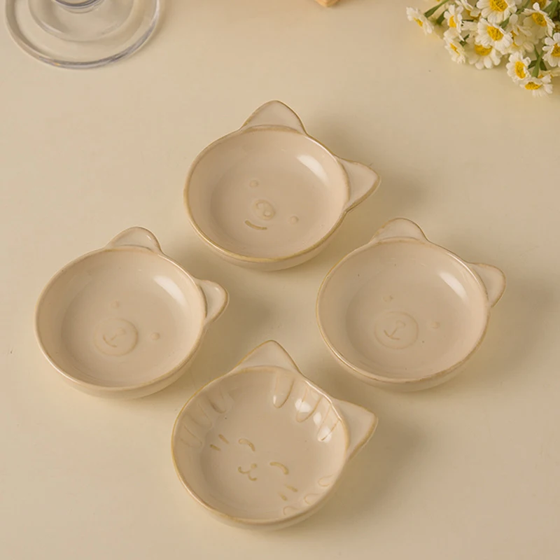 Cute Ceramic Small Dish Mini Mustard Pesto Tomato Ketchup Soy Sauce Dish Seasoning Plates With Handle For Home Restaurant