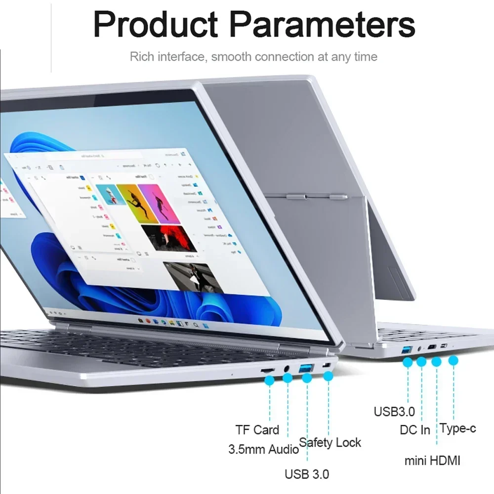 CRELANDER-ordenador portátil 2 en 1 con pantalla táctil giratoria de 360 grados, 14 pulgadas, Intel N5105 RAM, 16GB, Windows 11