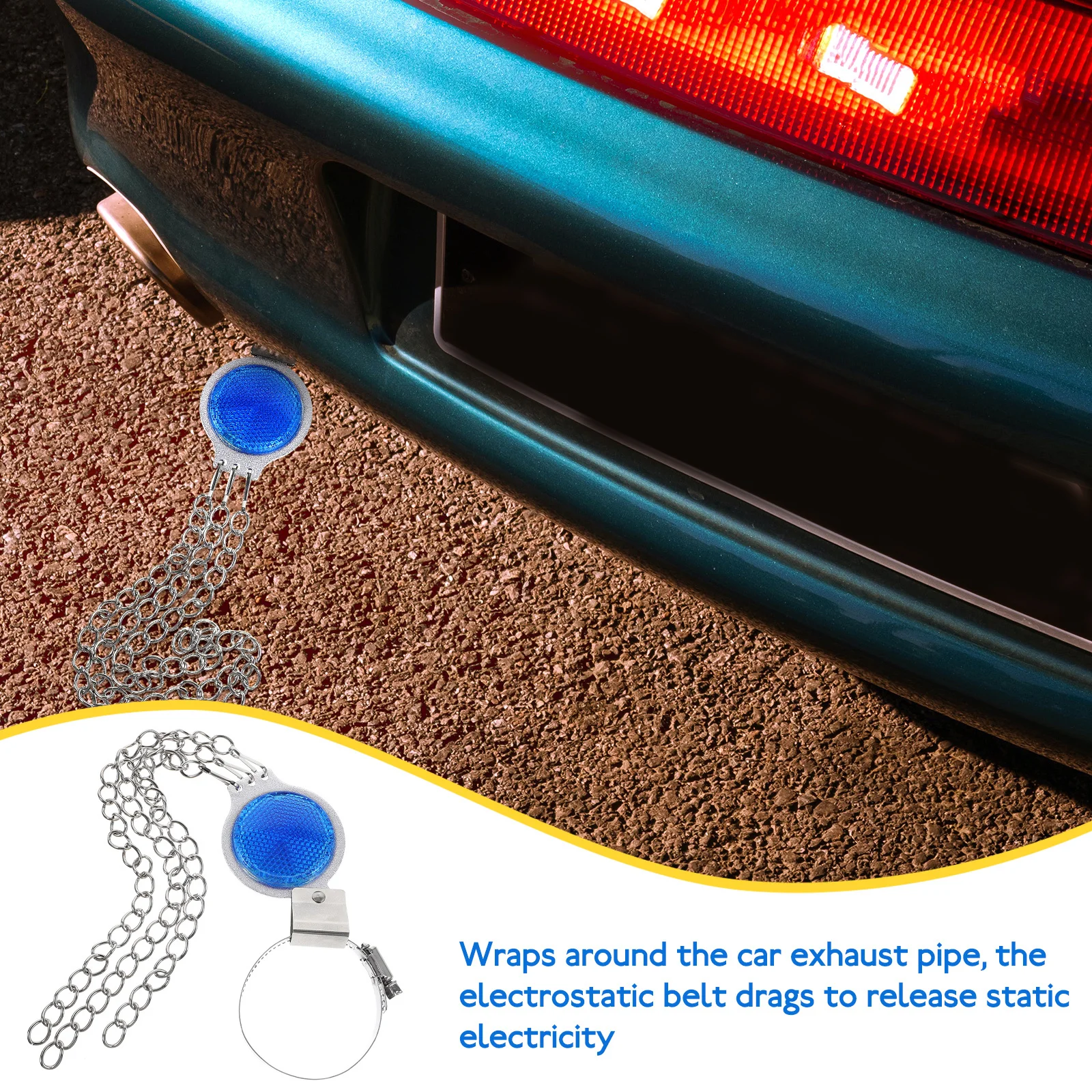 

Anti-Static Ground Strip Electrostatic Belt for Car Exhaust Pipe Hanging Static Eliminator Blue Sturdy Material Safe Night