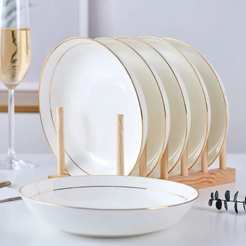 

Посуда из костяного фарфора Цзиндэчжэнь, 7/8 дюймов, обеденная тарелка, керамический набор для еды, Пномпень, рис, бытовой простой