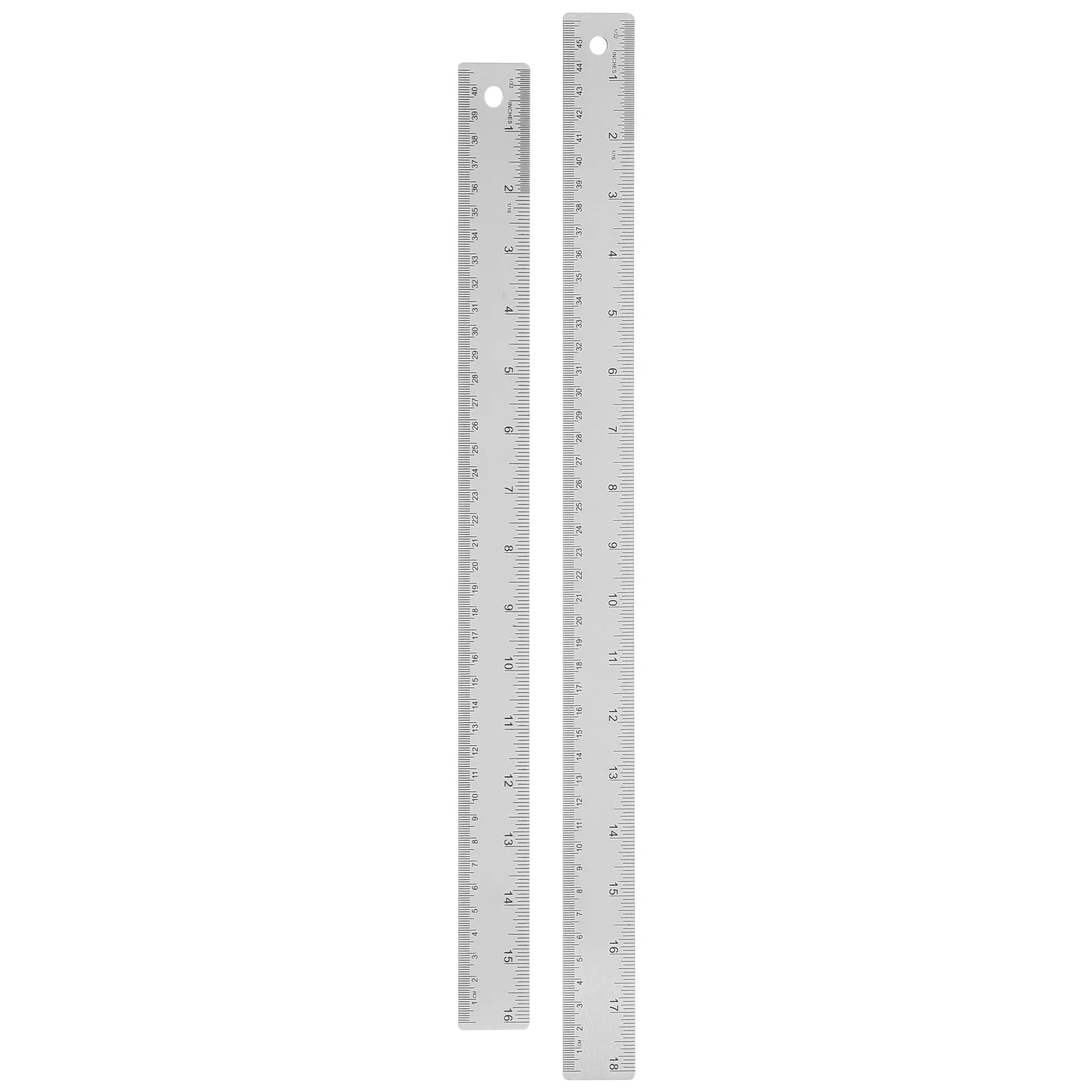 

2pcs Stainless Steel Ruler Set Measuring Tool Metric Markings Drawing Office School Use Hanging Hole