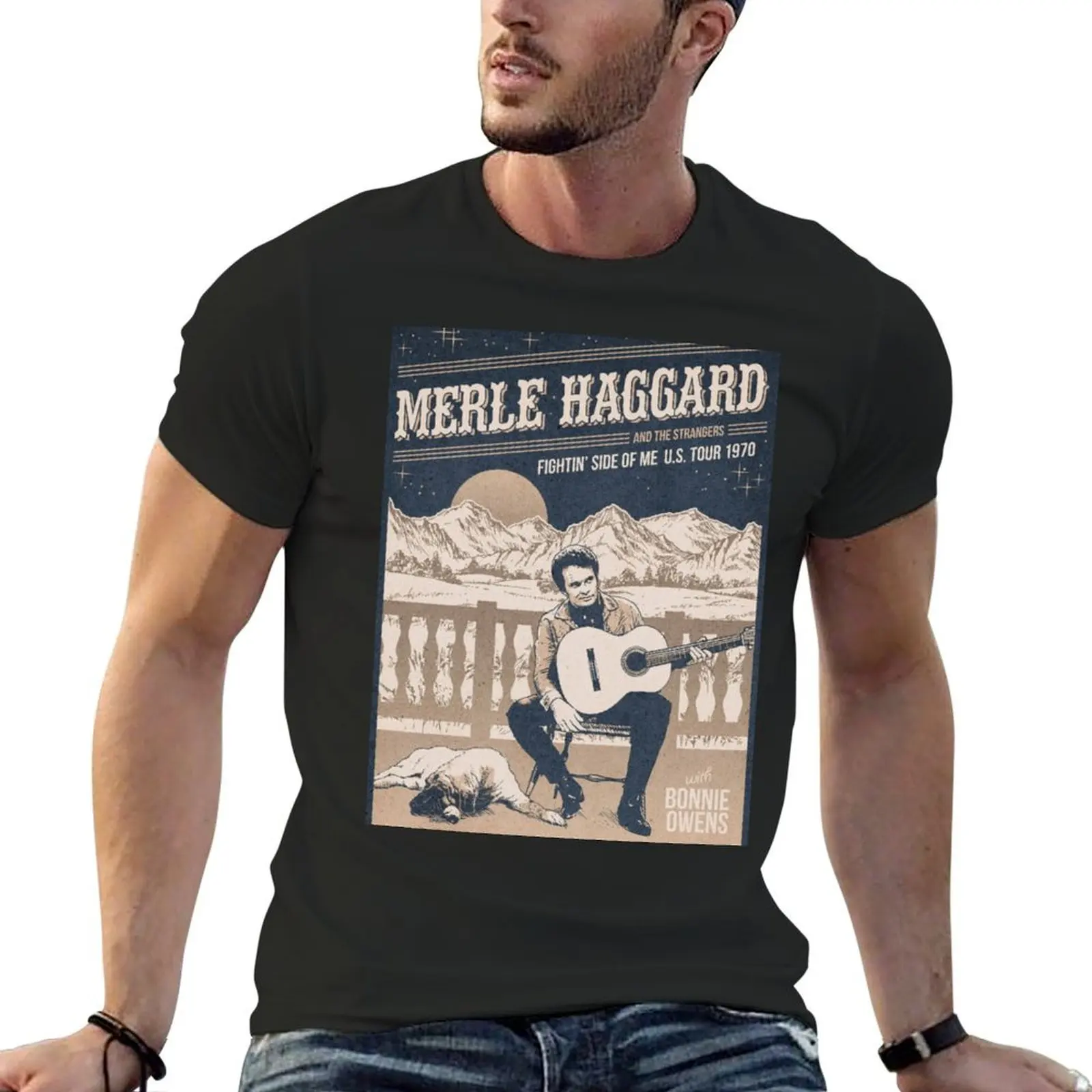 Merle Haggard retro vintage T-shirt oversizeds new edition tops T-shirts for men cotton