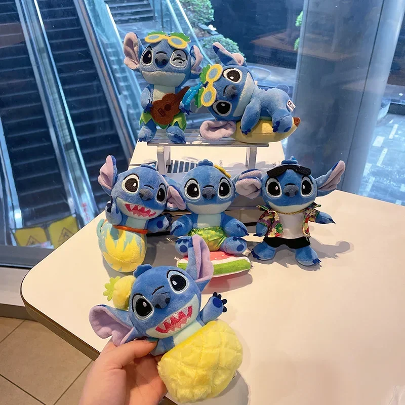 Disney-Porte-clés en peluche CAN o and Stitch pour enfants, peluche Anime, poupées mignonnes Kawaii, cadeau pendentif en peluche douce, jouets de chat, 13cm