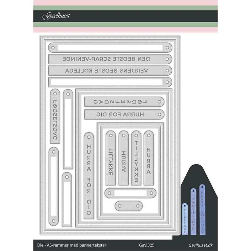 

2025 New gavlhuset A5 Frames with Banner Texts Dies Handmade DIY Scrapbooking Diary Greeting Card Christmas Gifts Decoration die