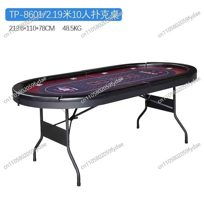 

10 Player Foldable Poker Table Blackjack Texas Holdem Poker Table with Padded Rails and Stainless Steel Cup Holders