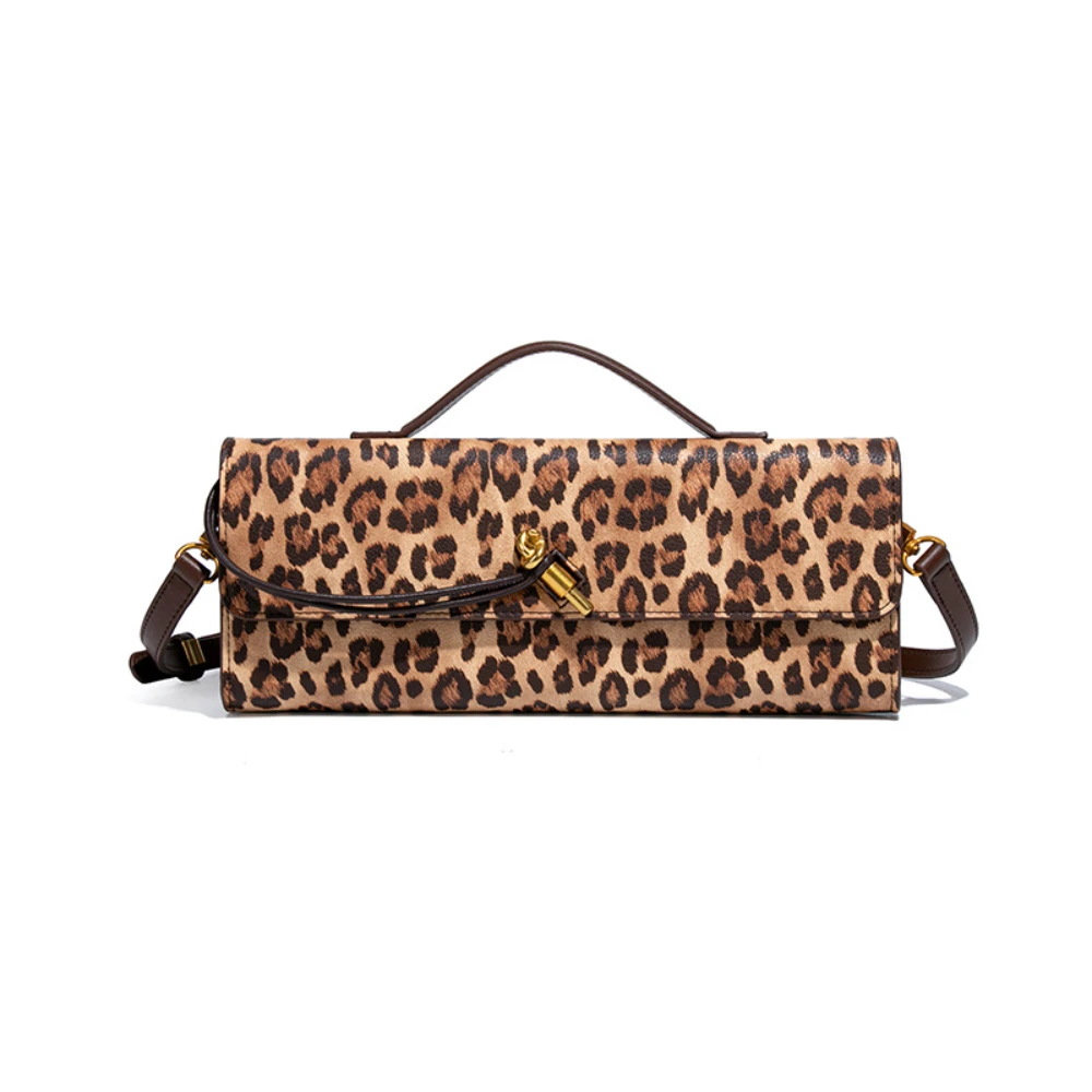 

New Women's Fashion Leopard Pattern Handheld Banquet Bag Ladies Square Crossbody Bag Unisex Horizontal Pin Small Organ Bag