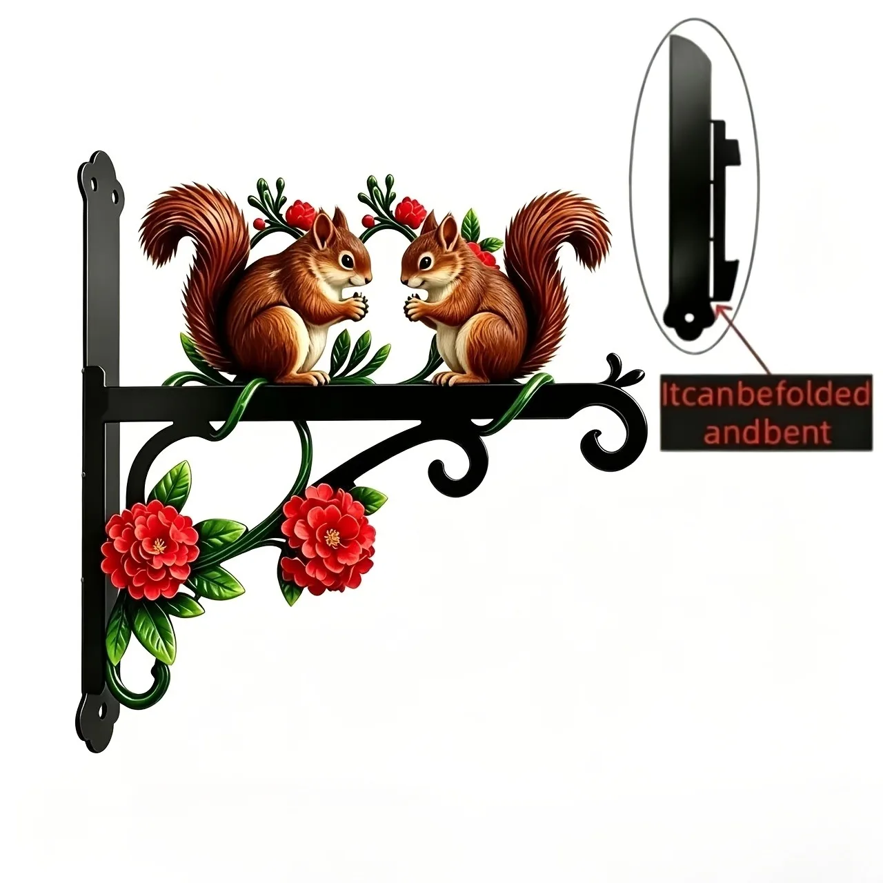 2D Double-Sided Flat Squirrel and Bird Metal Plant Hanger, Rustic Style Floral Wall Hook,with Screws, for Hanging 1/2pcs,