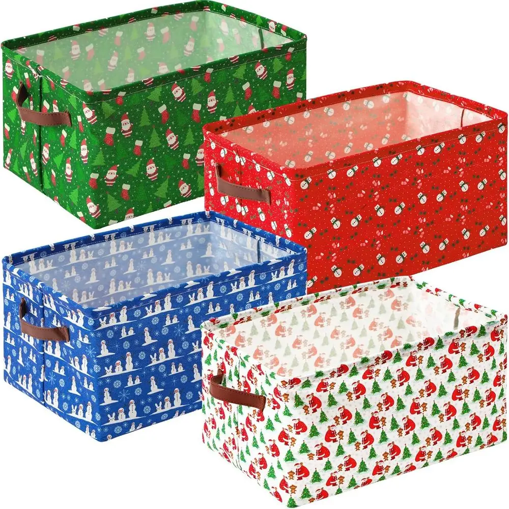 

Collapsible Christmas Gift Baskets with Handles - Foldable Storage Bins for Home, Office, and Holiday Organizing