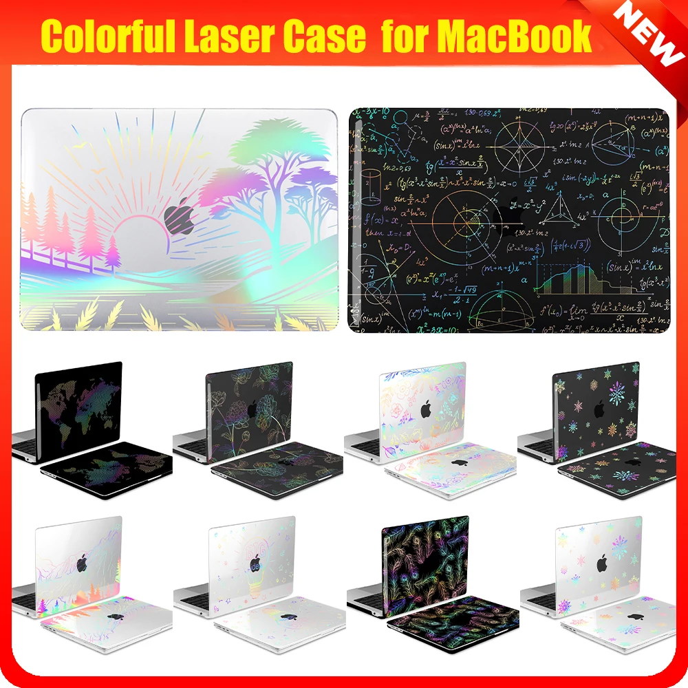 Colorful Laser Laptop Case for Macbook Pro 14 16 M1 M2 M3 M4 Air 13.6 15.3 inch A3114 A3113 A2338 A2337 A2681 Protective Cover