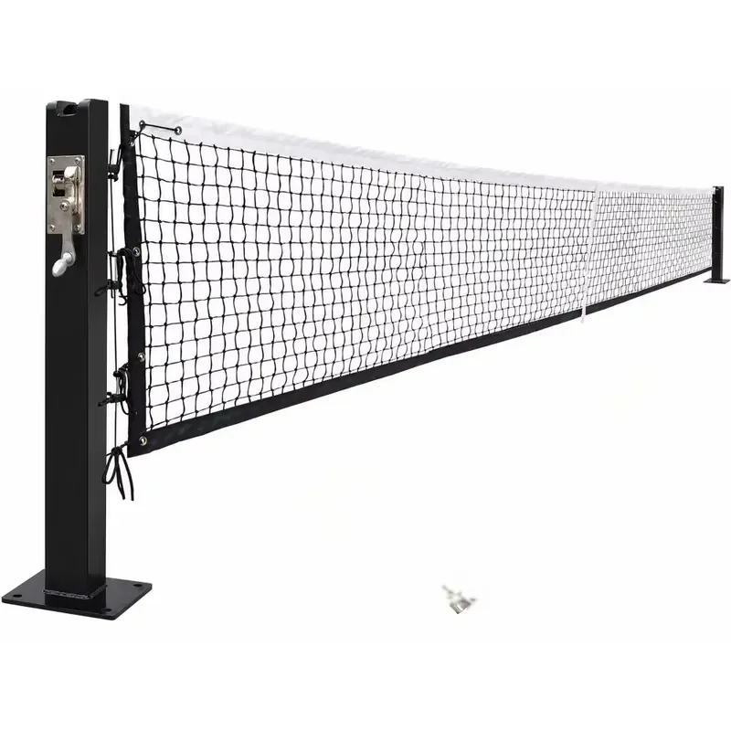 22FT Regulation Pickleball Net Set Heavy Duty Steel Post Premium Brass Winder Surface Mount System for Indoor Outdoor Court