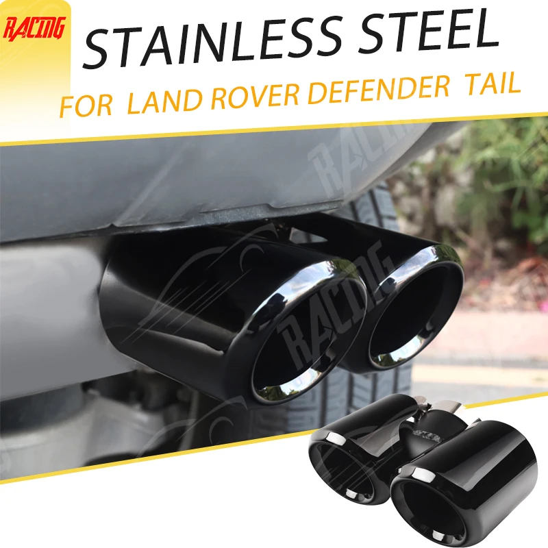 

Аксессуары для выхлопных автомобилей Land Rover Defender, черный автомобильный глушитель из нержавеющей стали, универсальные подходящие трубы с задним наконечником