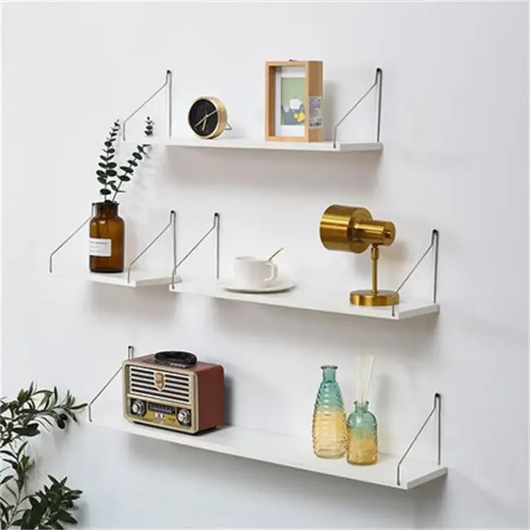 Punch-free Wall Shelf Bedroom Hanging Partition Storage Decoration Room Interior Decor