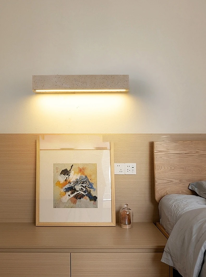 Cuboid Real Stone Wall Lamp House Marble Indoor