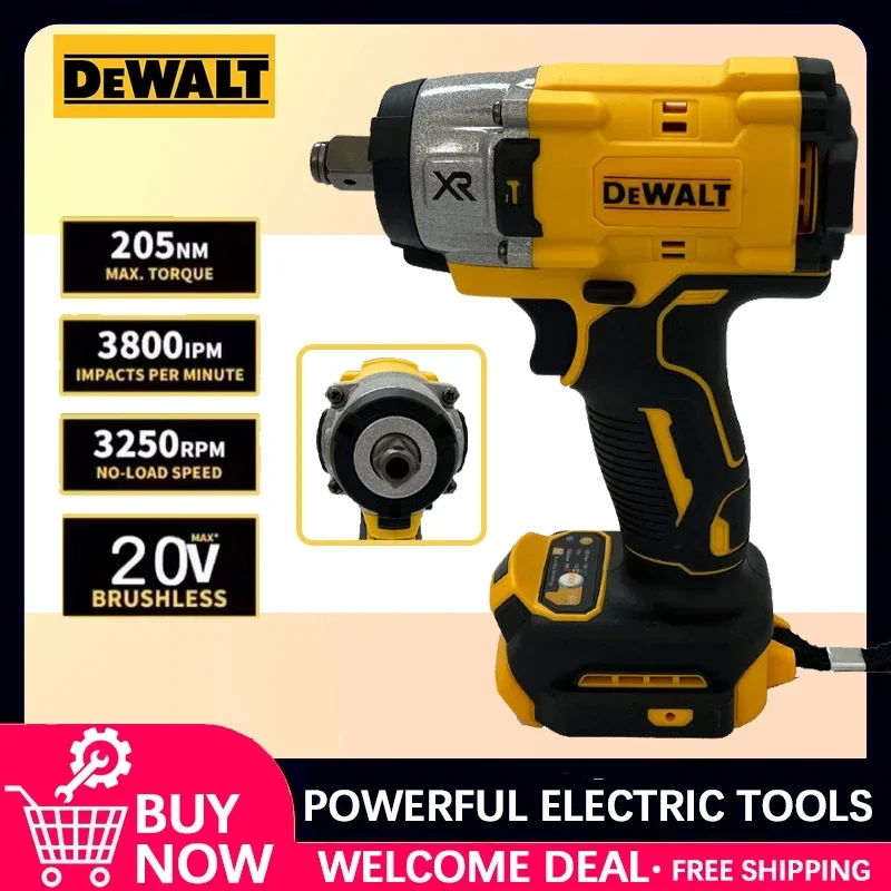 DEWALT 3250RPM Brushless Impact Wrench,205N.m High Torque,Compatible with DEWALT 20V Battery for Auto Repair & Construction