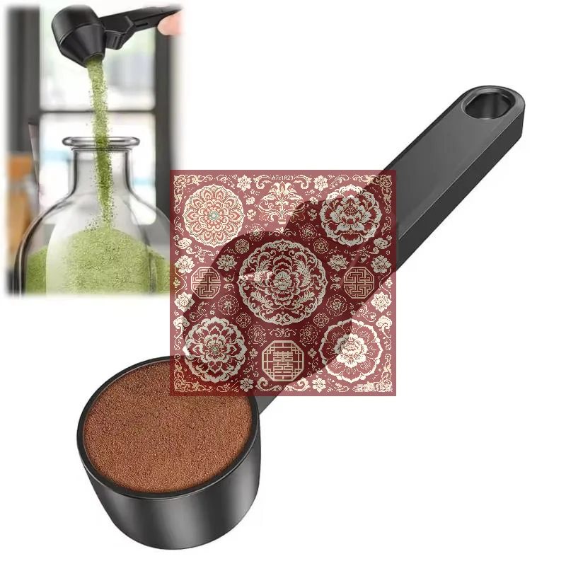 New No Spill Coffee Scoop Reusable Protein Powder Spoon Sliding Spoon Funnel For Milk&Supplements Kitchen Gadgets