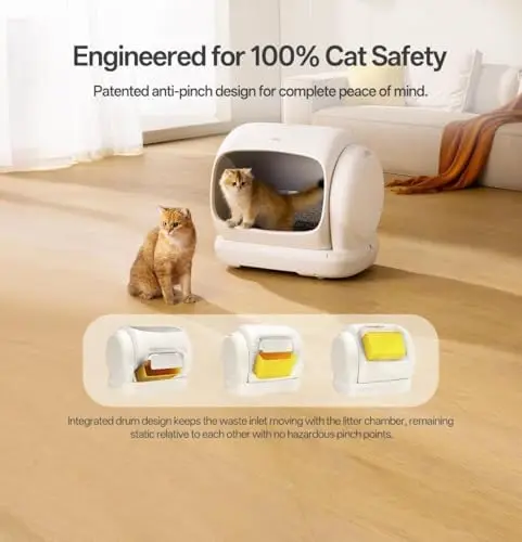 Self Cleaning Cat Litter Box, XXXL Automatic Litter Box for Multiple Cats, Weight Sensors Safety Protection, Smart APP