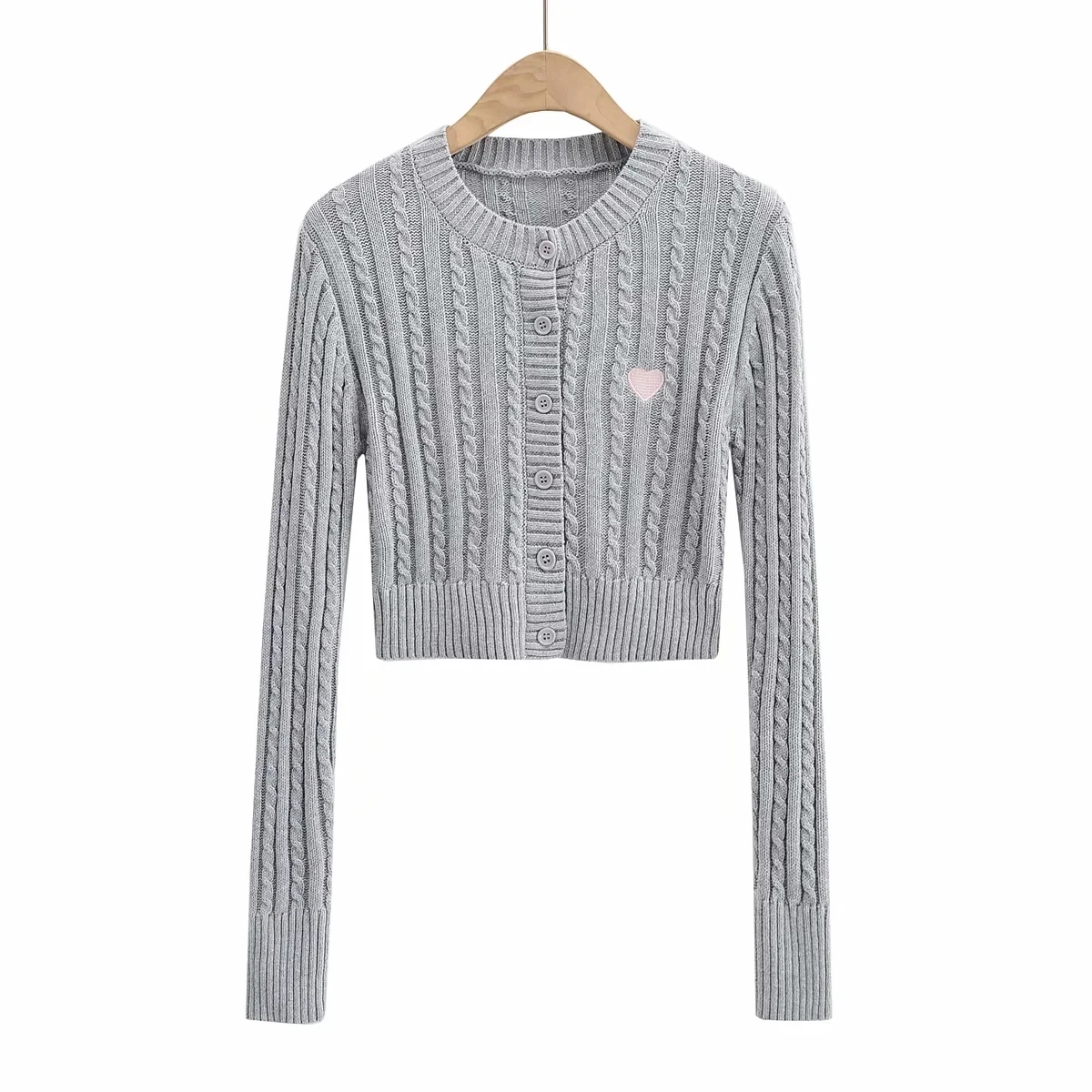 

Sweet Sle ort Knitted Sweater with Embroidery Long Sve Small round Collar Open Cardigan for Women Early Autumn Faion