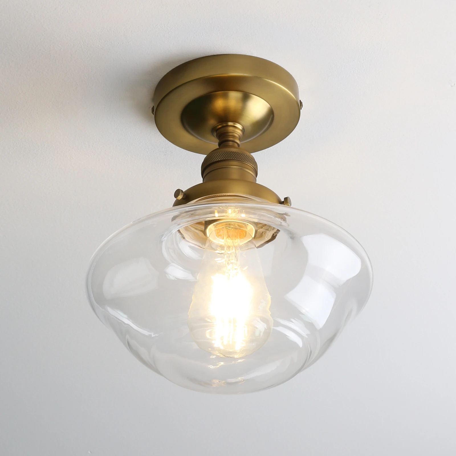 Permo Glass Flush Mounted Ceiling Light, Modern Rustic Ceiling Lighting for Hallway Kitchen Bar Foyer Loft Living Room Bedroom