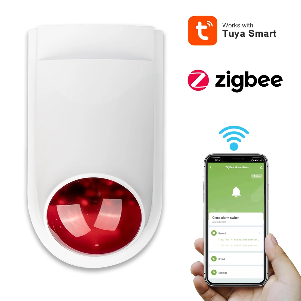 Tuya zigbee Siren Outdoor Mermaid Safety Alarm Smartlife Strobe Flashing Light For Gate Led Warning Security Automotive Strobo