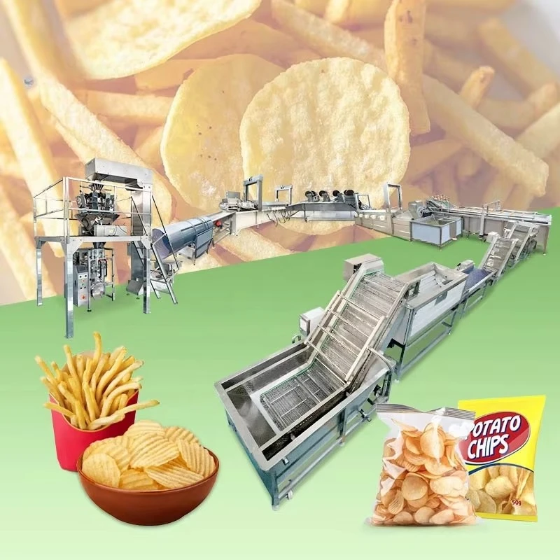 Industrial Potato Chip Maker Machine 500kg Per Hour Automatic French Fry Line Stackable Fresh for Food Processing 200kg/h