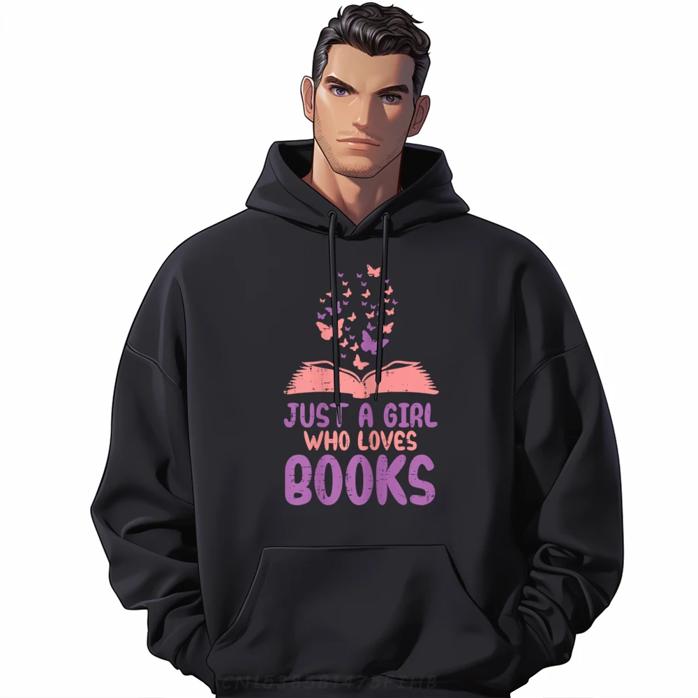 

Just Girl Who Loves Books Hoodies Long Sleeve Printed On Retro Mens Thanksgiving Day Hoodies Printed On Hoodies O Neck