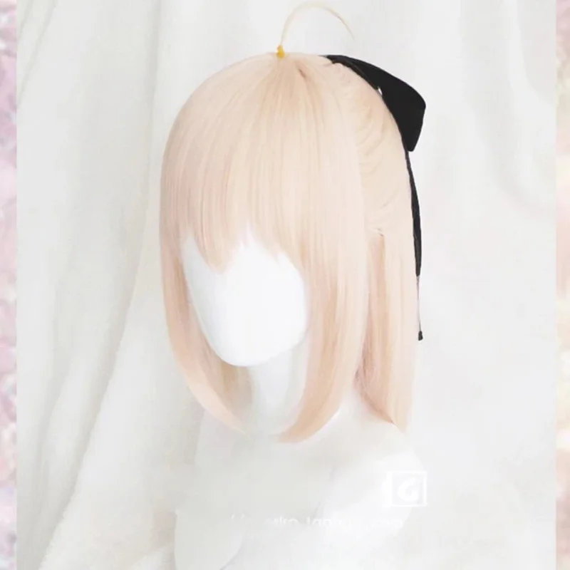 Anime Fate Grand Order Sakura Saber Okita Souji Wig Cosplay Costume Fate Go Women Short Synthetic Hair Halloween Party Wigs