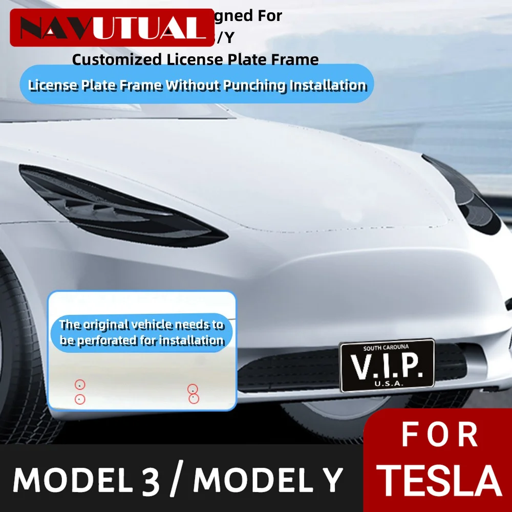 

For Tesla Model 3 Y Plate Frame New Energy License Side Car Front Modification Accessories Artifact Parts American Standard