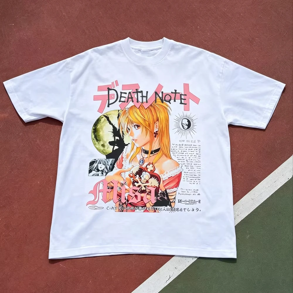 2026 Summer Vintage Anime Poster Figure Graphic T-shirt Oversized Short Sleeve Tee Y2K Streetwear Loose Summer Cotton Top