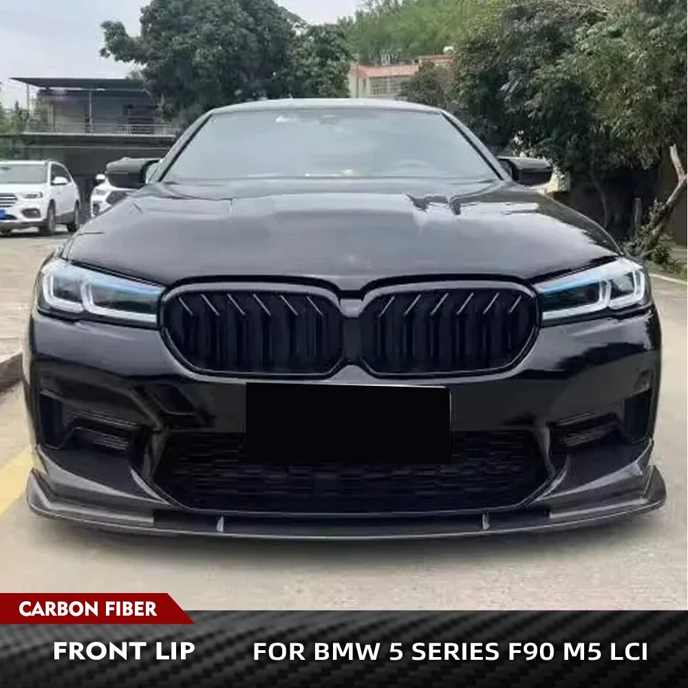 For BMW F90 M5 LCI 2021- 2023 Carbon Fiber Car Front Bumper Lip Spoiler Front Spoiler Splitters Bumper Guard Car Body Kits
