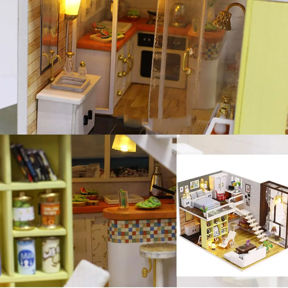 

Cabin Model Furniture for Miniature House Wooden Aldult Bamboo DIY Decoration