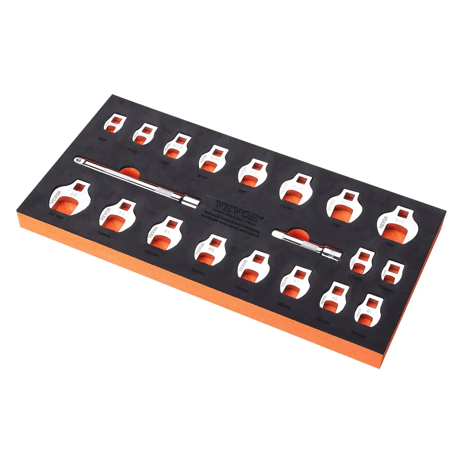 20-Piece Crowfoot Wrench Set, 3/8