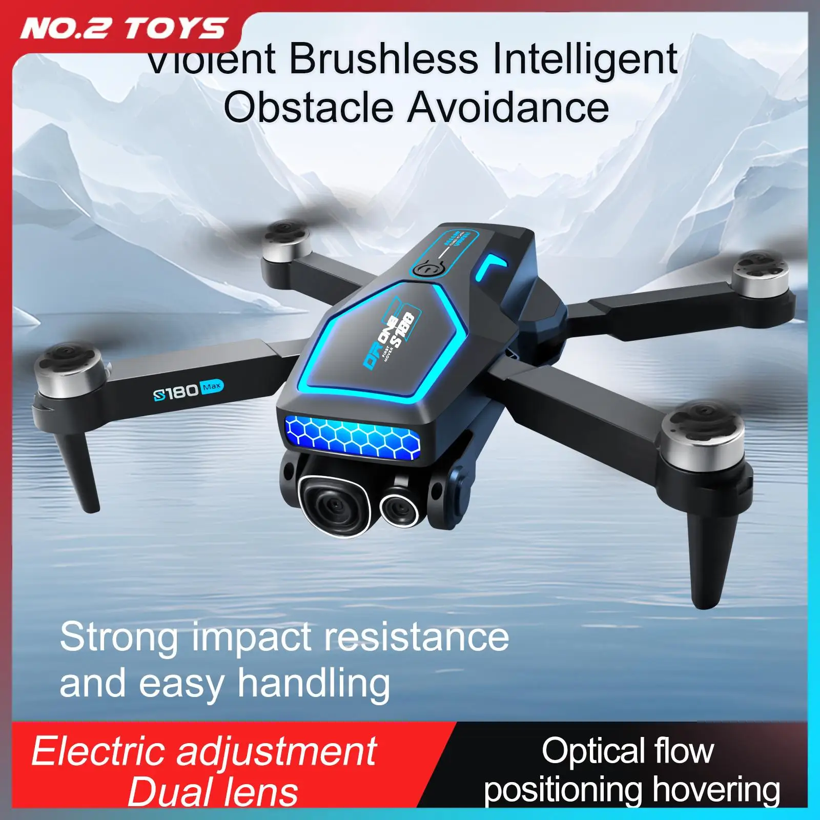 S180 Remote Control UAV with Dual Camera Drone Obstacle Avoidance 6CH Optical Flow Positioning RC Quadcopter Brushless Drone