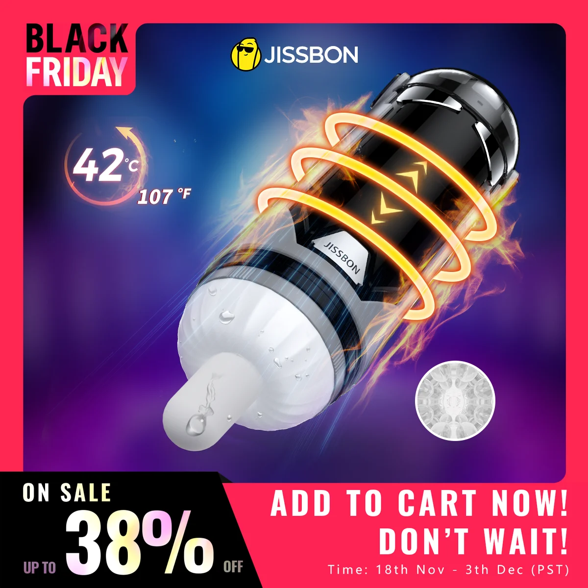 Jissbon อัตโนมัติชาย Masturbator E-Game Storm Penetration อวัยวะเพศชายปั๊ม Telescopic ความร้อน Ejaculation Sex Toy ช่องคลอด Sex Machine