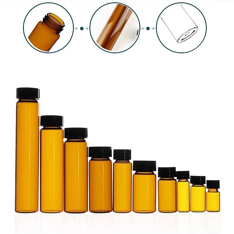 2ml To 60ml Amber Lab Glass Sample Bottles Brown Screw-mouth Essential Oil Bottle Lab Vial Chemistry Glassware