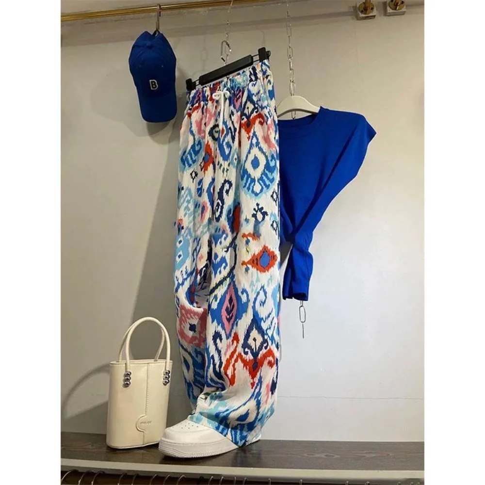 Retro Individuality Colorful Graffiti Print Leisure Pants