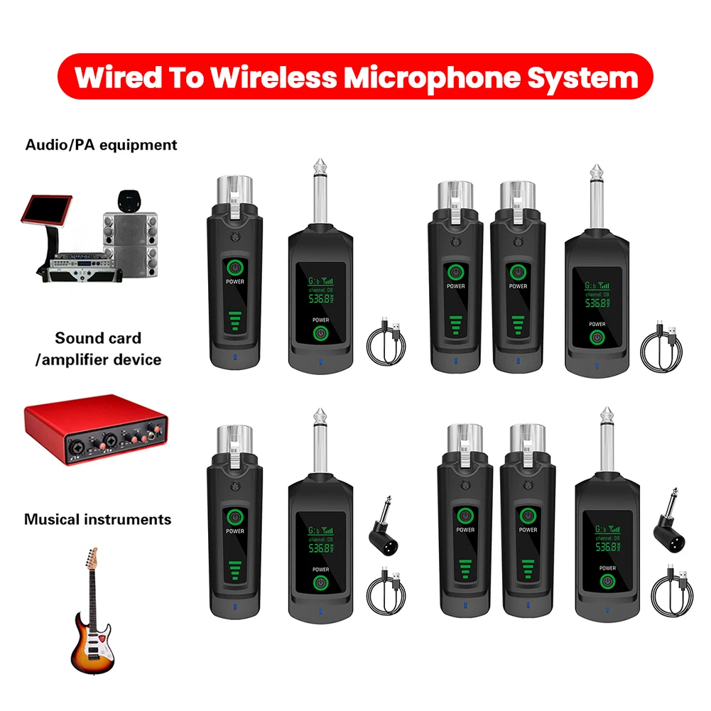 Dynamic Handheld Microphone Instrument DC5V 2.4G Wireless XLR Transmitter System UHF XLR Adapter System Microphone Accessories