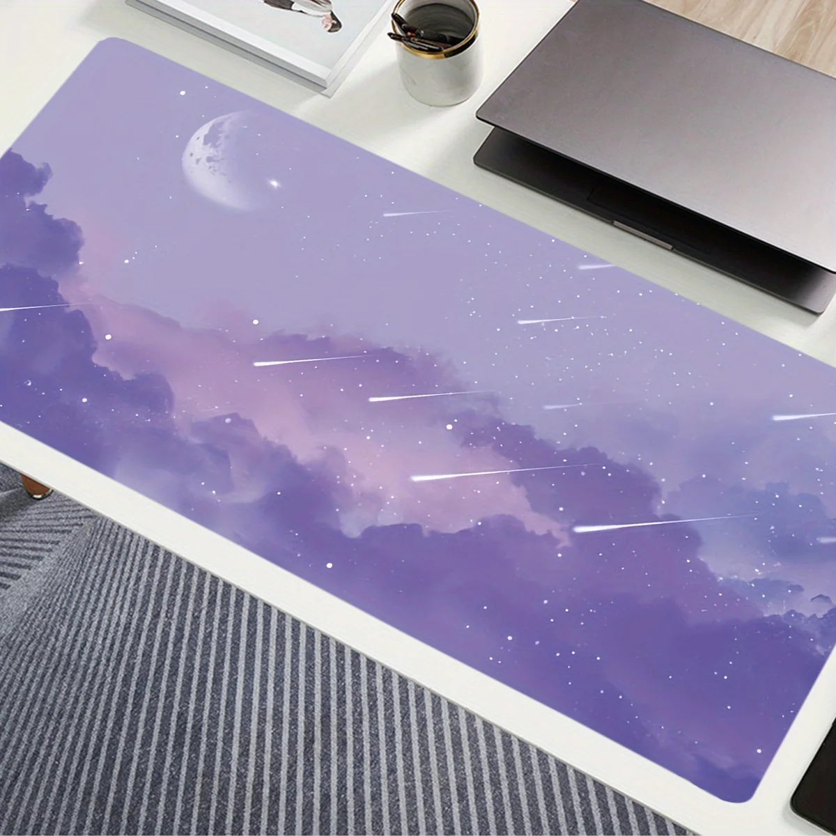 Large Gaming Mouse Pad,non-slip Rubber Table Pad with Artistic Purple and Pink Cloud Design,perfect for Office,gaming and Laptop